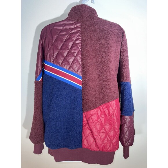 Nike Sportswear Burgundy Colorblock Sport Pack Sherpa Track Jacket Women Small - Picture 5 of 11